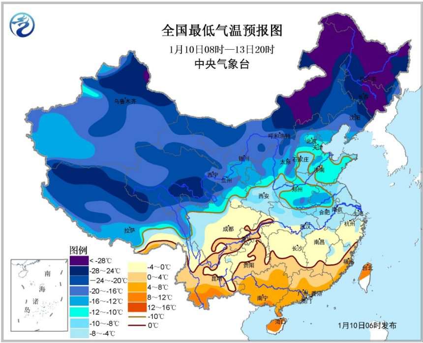 寒潮黄色预警