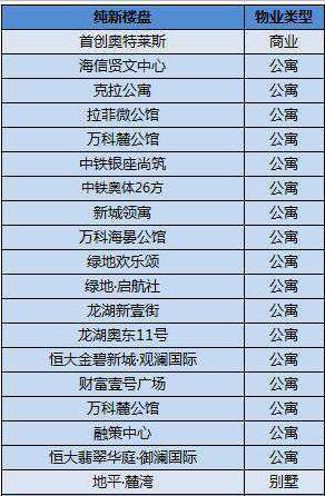 2017年已入市的纯新项目